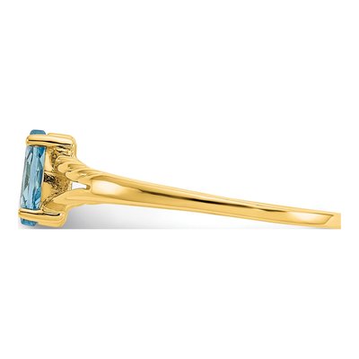 14K Yellow Gold Swiss Blue Topaz Marquise Birthstone Ring – view 4