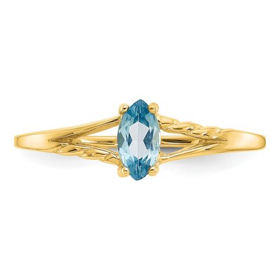14K Yellow Gold Swiss Blue Topaz Marquise Birthstone Ring – view 5