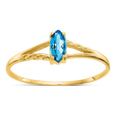 14K Yellow Gold Swiss Blue Topaz Marquise Birthstone Ring