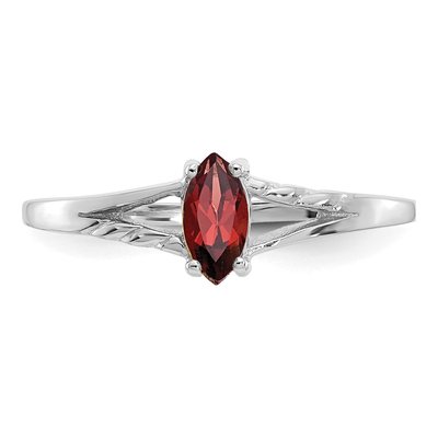 14K White Gold Garnet Marquise Birthstone Ring – view 5