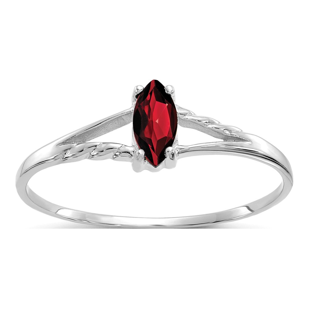 14K White Gold Garnet Marquise Birthstone Ring
