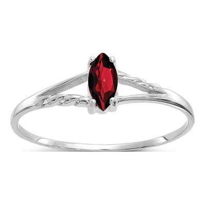 14K White Gold Garnet Marquise Birthstone Ring