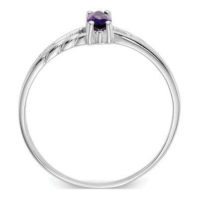 14K White Gold Amethyst Marquise Birthstone Ring – view 2