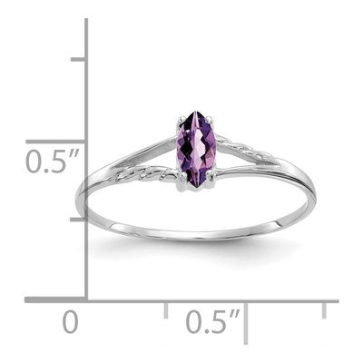14K White Gold Amethyst Marquise Birthstone Ring – view 3