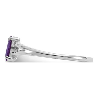 14K White Gold Amethyst Marquise Birthstone Ring – view 4