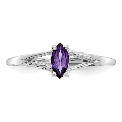 14K White Gold Amethyst Marquise Birthstone Ring – view 5