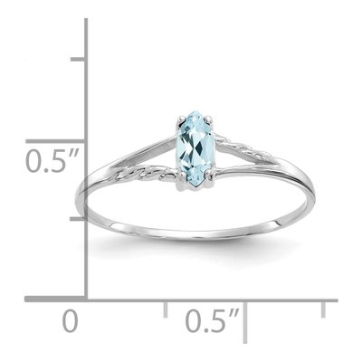 14K White Gold Aquamarine Marquise Birthstone Ring – view 3