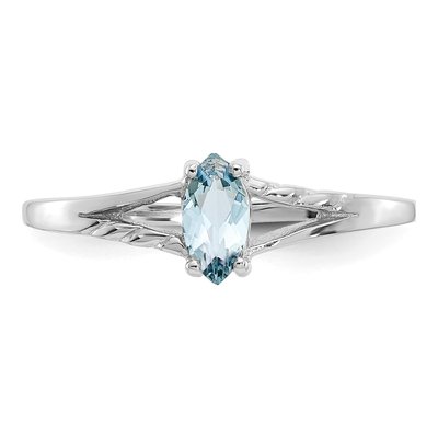 14K White Gold Aquamarine Marquise Birthstone Ring – view 5