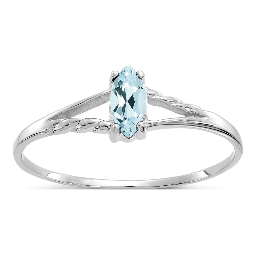14K White Gold Aquamarine Marquise Birthstone Ring