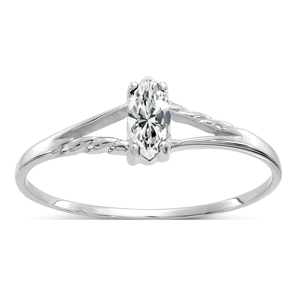 14K White Gold White Topaz Marquise Ring