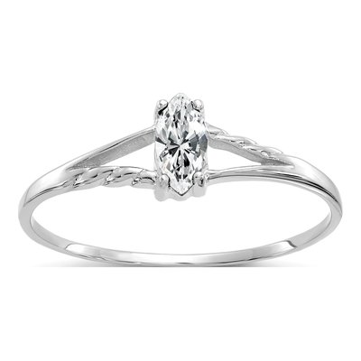 14K White Gold White Topaz Marquise Ring