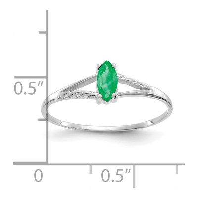 14K White Gold Emerald Marquise Birthstone Ring – view 3