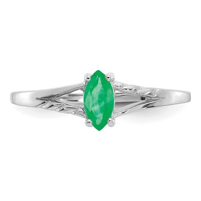 14K White Gold Emerald Marquise Birthstone Ring – view 5