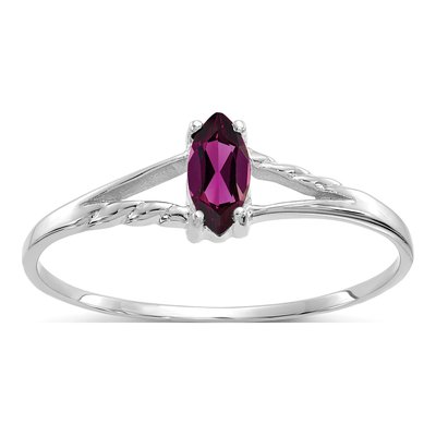 14K White Gold Rhodolite Garnet Birthstone Ring