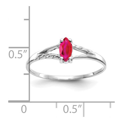 14K White Gold Ruby Marquise Birthstone Ring – view 3