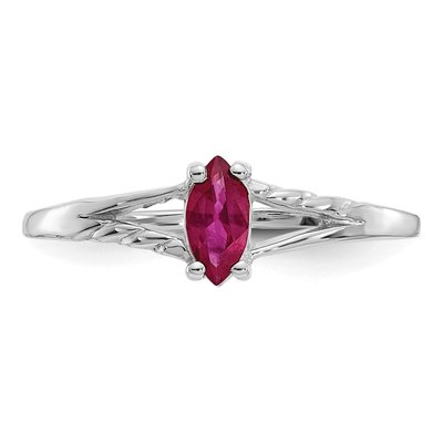 14K White Gold Ruby Marquise Birthstone Ring – view 5