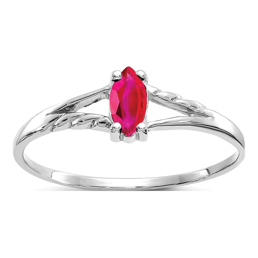 14K White Gold Ruby Marquise Birthstone Ring
