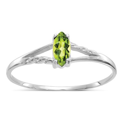 14K White Gold Peridot Birthstone Ring