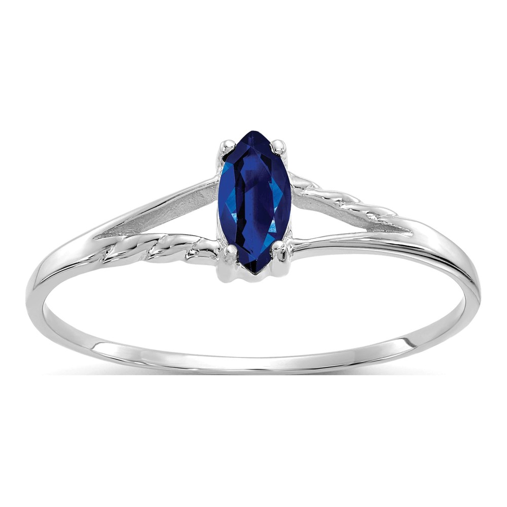 14K White Gold Sapphire Marquise Birthstone Ring