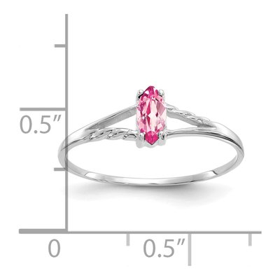 14K White Gold Pink Tourmaline Birthstone Ring – view 3