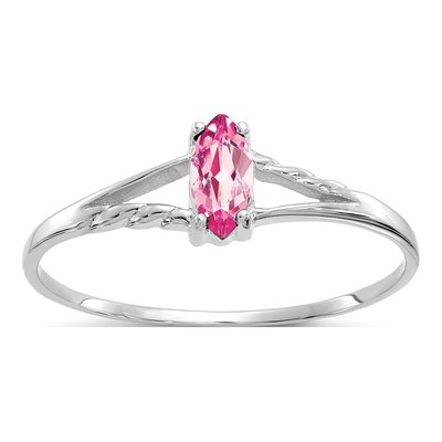14K White Gold Pink Tourmaline Birthstone Ring