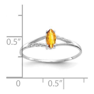 14K White Gold Citrine Marquise Birthstone Ring – view 3