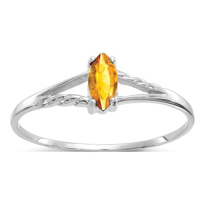 14K White Gold Citrine Marquise Birthstone Ring