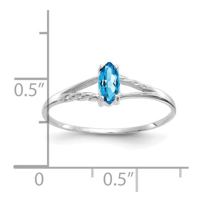 14K White Gold Swiss Blue Topaz Marquise Ring – view 3