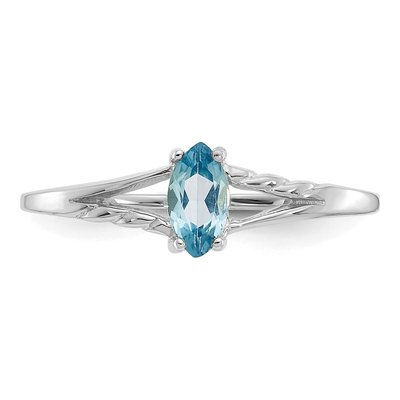 14K White Gold Swiss Blue Topaz Marquise Ring – view 5