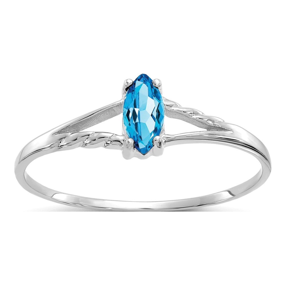 14K White Gold Swiss Blue Topaz Marquise Ring