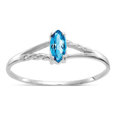 14K White Gold Swiss Blue Topaz Marquise Ring