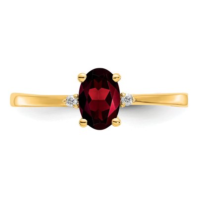14K Yellow Gold Garnet & Diamond Birthstone Ring – view 5