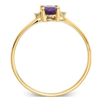 14K Yellow Gold Amethyst & Diamond Birthstone Ring – view 2