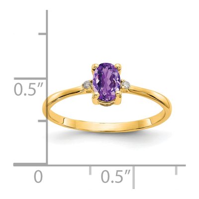 14K Yellow Gold Amethyst & Diamond Birthstone Ring – view 3