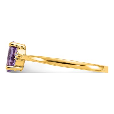 14K Yellow Gold Amethyst & Diamond Birthstone Ring – view 4