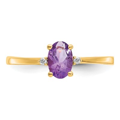 14K Yellow Gold Amethyst & Diamond Birthstone Ring – view 5