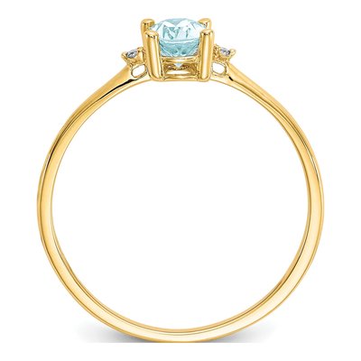 14K Yellow Gold Aquamarine & Diamond Birthstone Ring – view 2