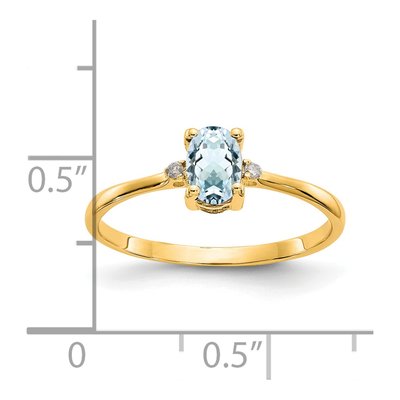 14K Yellow Gold Aquamarine & Diamond Birthstone Ring – view 3