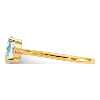14K Yellow Gold Aquamarine & Diamond Birthstone Ring – view 4