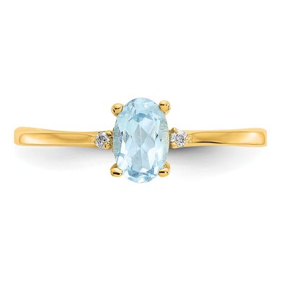 14K Yellow Gold Aquamarine & Diamond Birthstone Ring – view 5