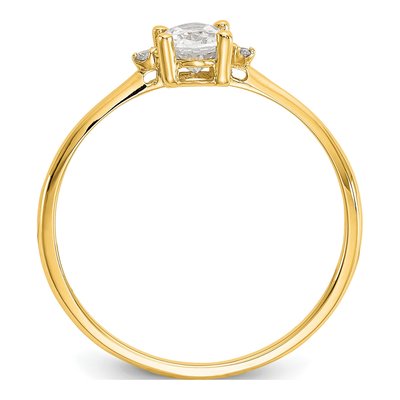 14K Yellow Gold White Topaz & Diamond Birthstone Ring – view 2