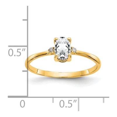 14K Yellow Gold White Topaz & Diamond Birthstone Ring – view 3