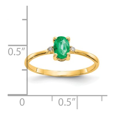 14K Yellow Gold Emerald & Diamond Birthstone Ring – view 3