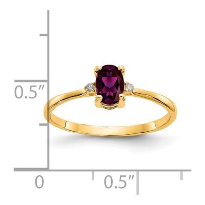 14K Yellow Gold Rhodolite Garnet & Diamond Birthstone Ring – view 3
