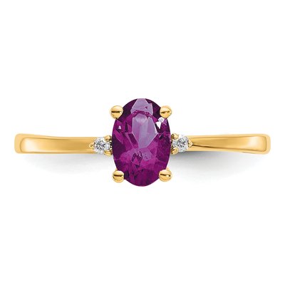 14K Yellow Gold Rhodolite Garnet & Diamond Birthstone Ring – view 5