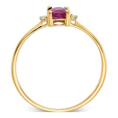 14K Yellow Gold Ruby & Diamond Birthstone Ring – view 2