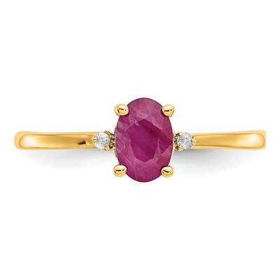 14K Yellow Gold Ruby & Diamond Birthstone Ring – view 5