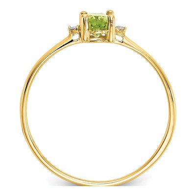 14K Yellow Gold Peridot & Diamond Birthstone Ring – view 2