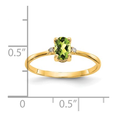 14K Yellow Gold Peridot & Diamond Birthstone Ring – view 3