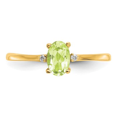 14K Yellow Gold Peridot & Diamond Birthstone Ring – view 5